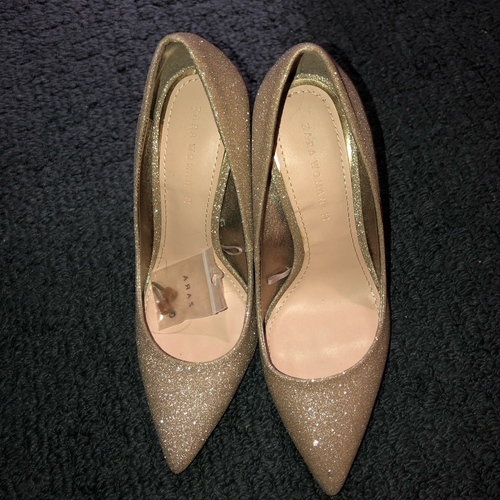 Zara Sparkly Gold Heels